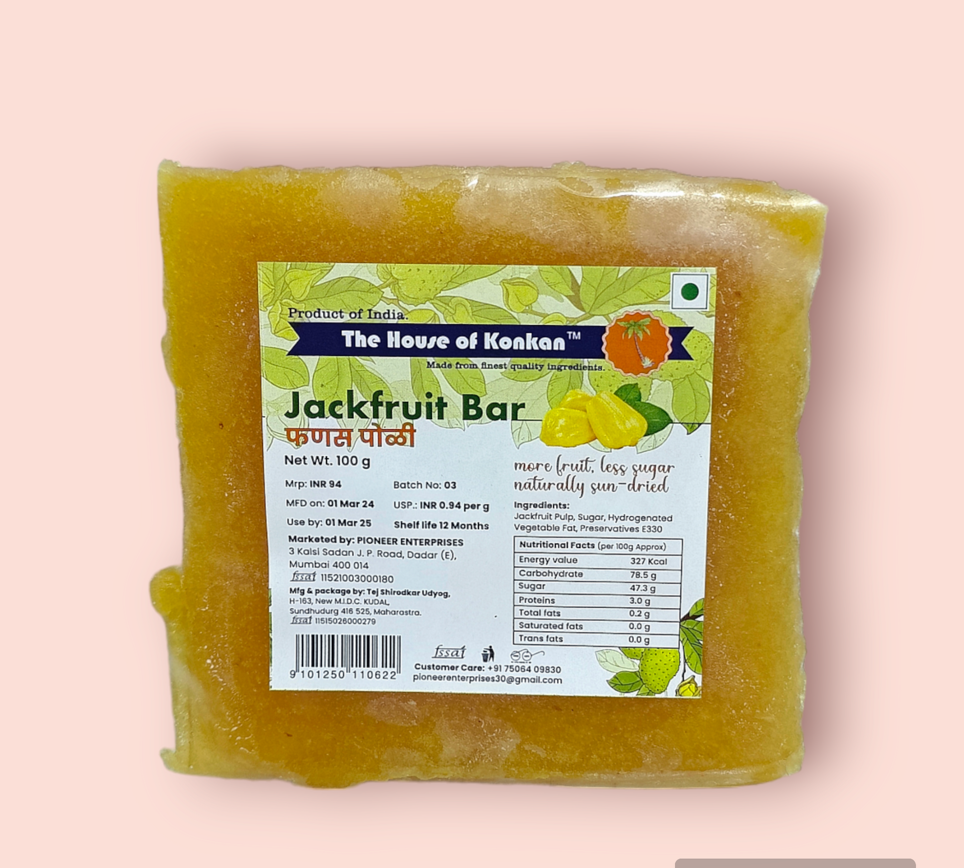 THOK Jackfruit Bar (Phanas Poli) 100g - Pack of 3