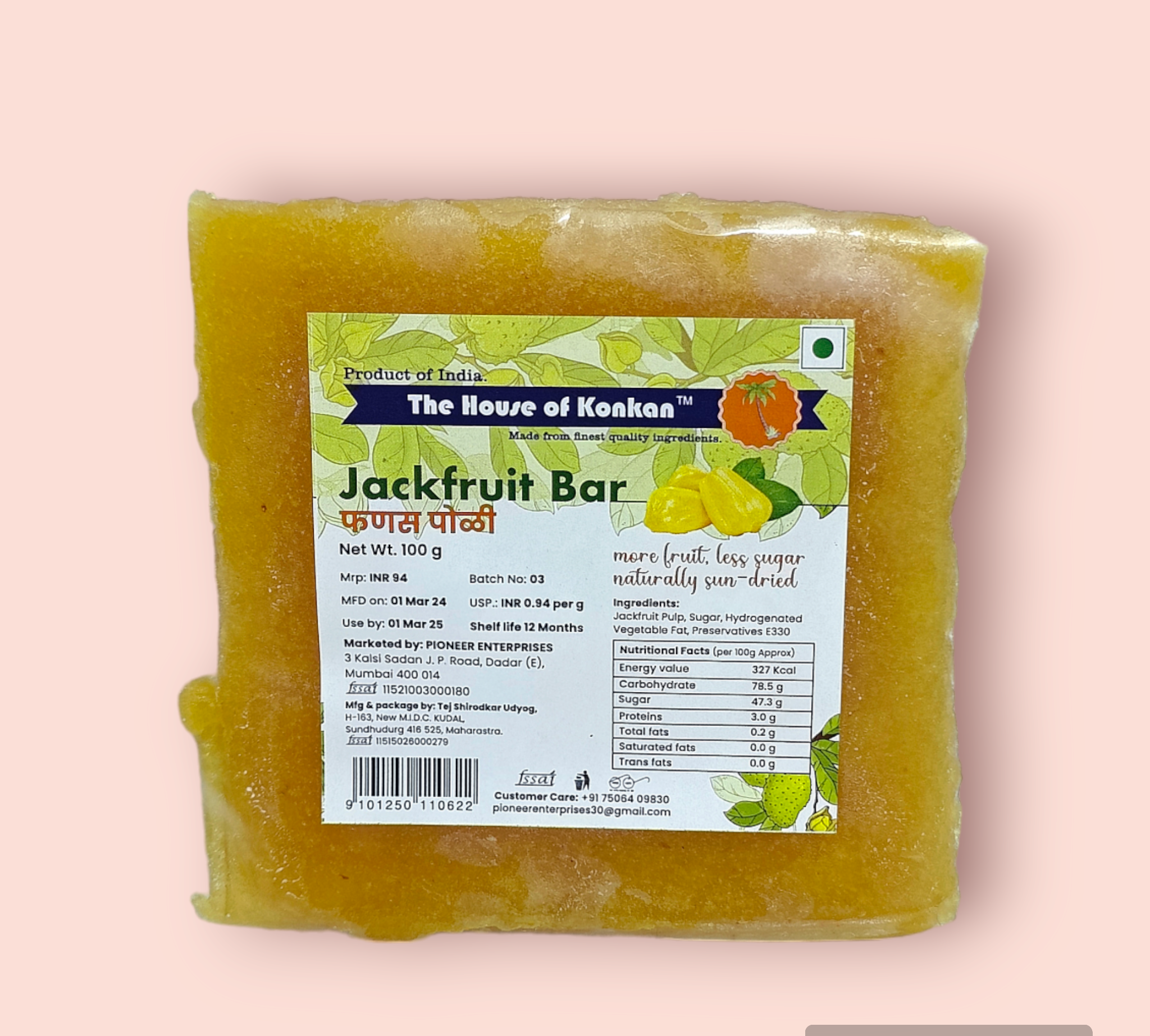 THOK Jackfruit Bar (Phanas Poli) 100g - Pack of 3