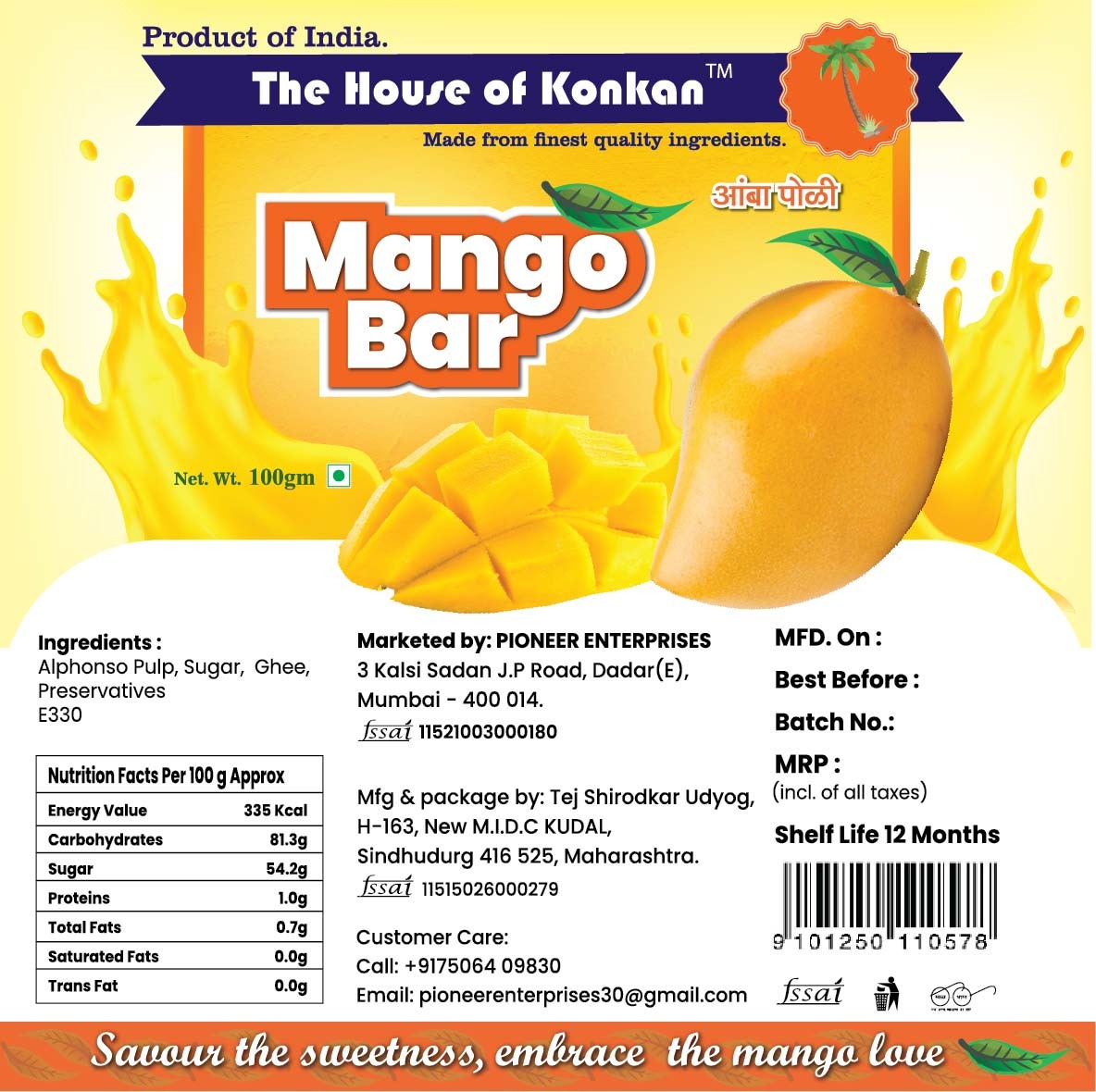 THOK Mango Bar (Amba Poli) 100g - Pack of 2