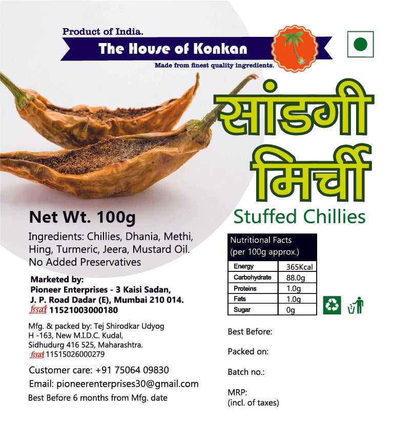 THOK Stuffed Chillies (Sandgi Mirchi) - 100g (Pack of 3)